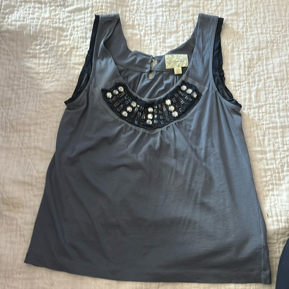 Anthropologie Deletta XS slate grey top